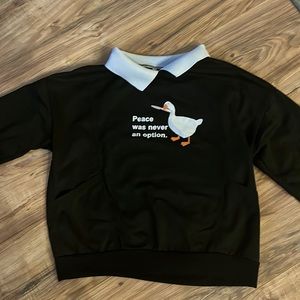 Black sweatshirt with faux collar